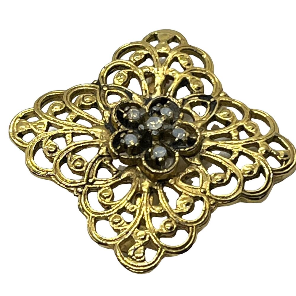 Statement Brooch Pin Gold Tone Retro Women's Bold Fashion Jewelry Vintage 90s